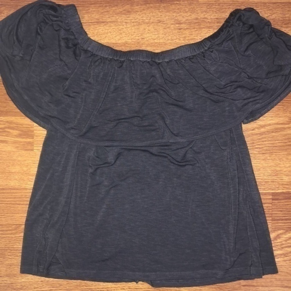 AE Soft & Sexy Slub Flowy Boho Off Shoulder Short Sleeve Blouse S - Picture 3 of 4